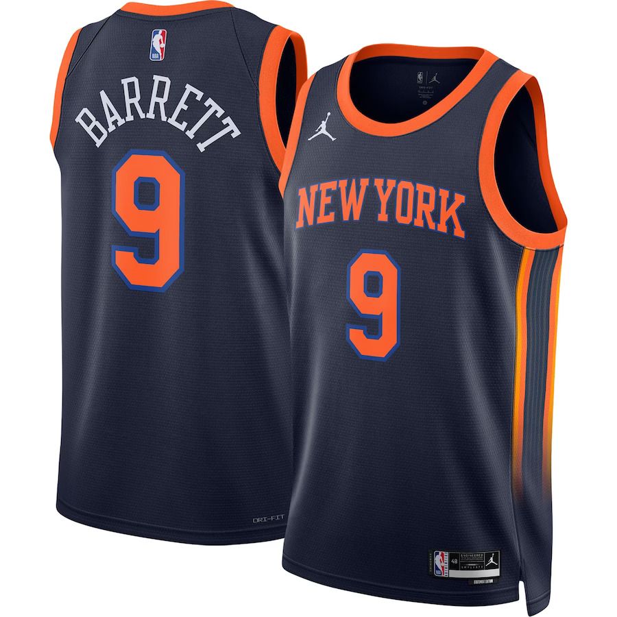 Men New York Knicks #9 RJ Barrett Jordan Brand Navy 2022-23 Swingman NBA Jersey